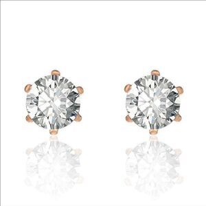 👑 Rosy Gold & Rhinestone Stud Earrings